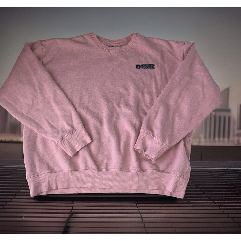Victoria's Secret PINK Women’s Embroidered Logo Oversized Sweatshirt Pink Large